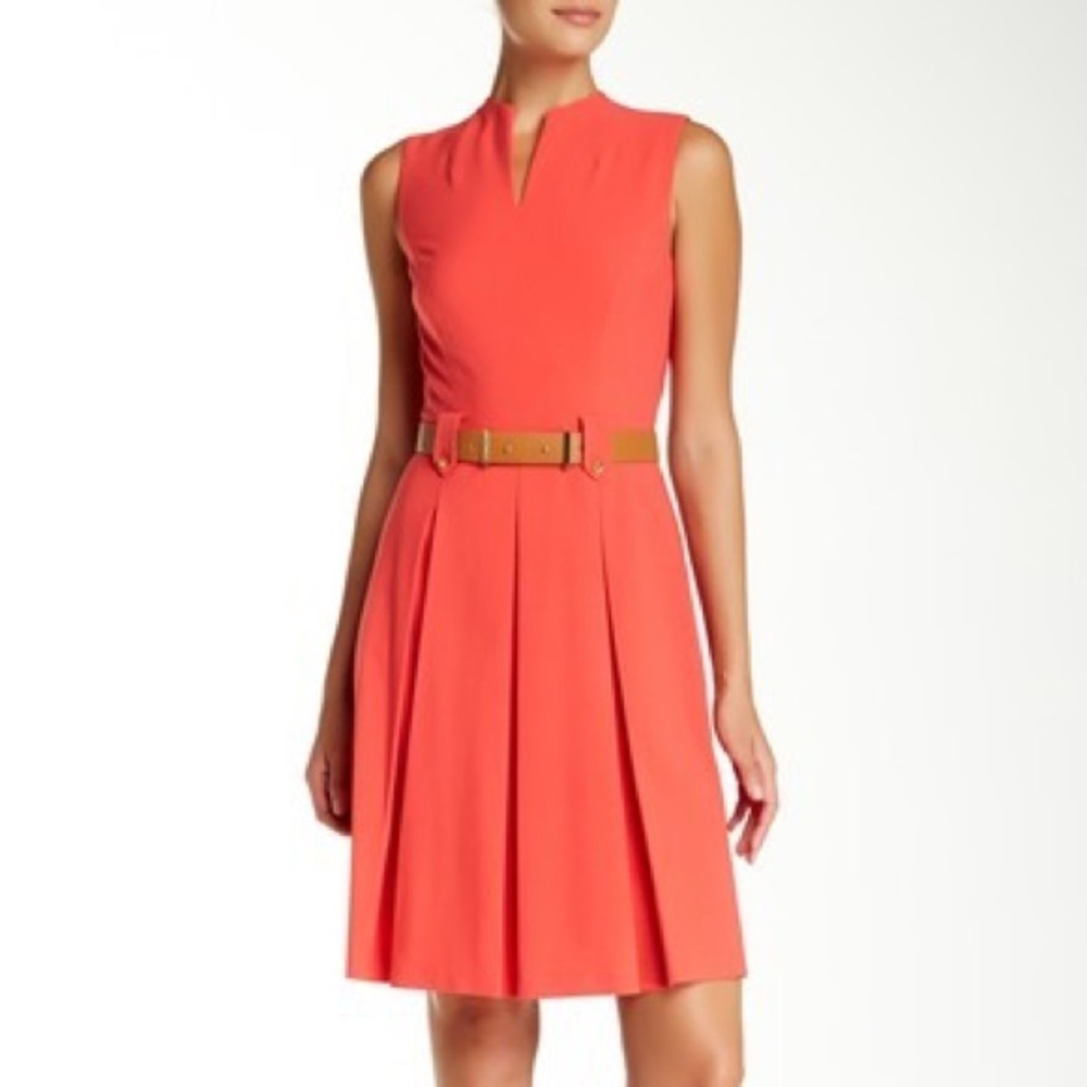 Tahari Sleeveless V-Neck Belted D